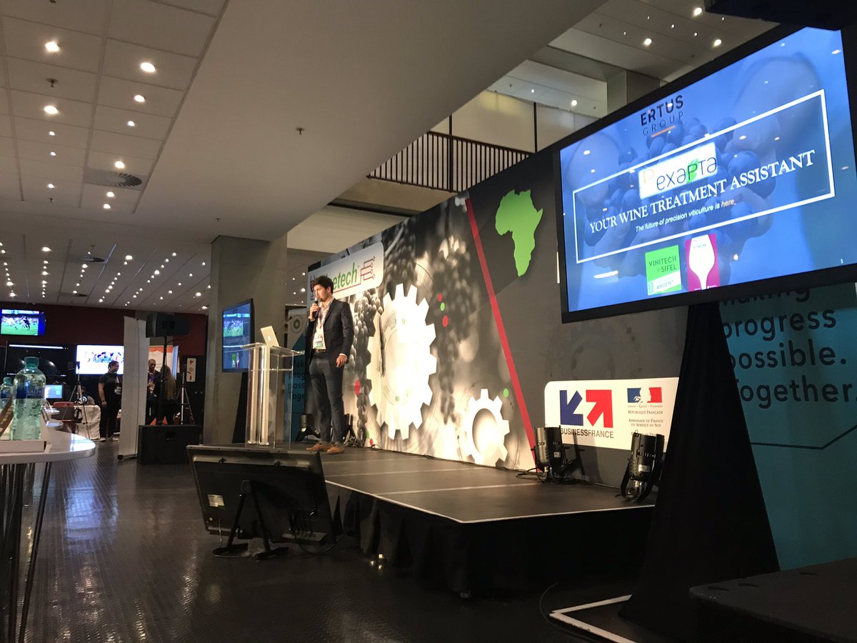 Last pitch of the 2019 #winetech pitching den <a href="/ErtusGroup/">Ertus Group</a> and Franck Dalle - agroengineering to reduce pesticides and operating costs 

 #SAIS2019 @WinetechSA