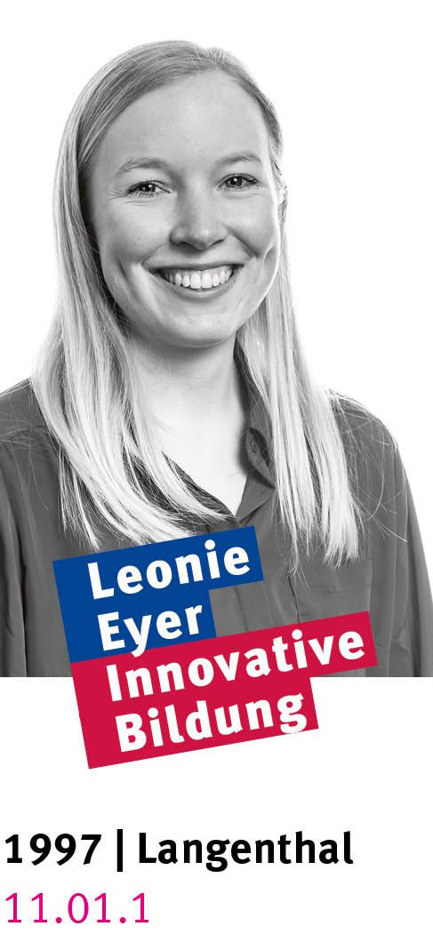 JungfreisinnBE's tweet photo. Leonie setzt sich als Lehrerin für die zukünftigen Generation ein, dies schon in ihrem jungen Alter. Mit innovativer Bildung sollen auch zukünftige StimmbürgerInnen fit für den demokratischen Prozess gemacht werden. Denn sie sind die Zukunft. #BEfuture #BEfree. Liste 10&amp;11. https://t.co/PxpMzUSbKX