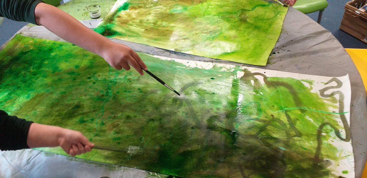 Vibrant and thoughtful artwork being created by yr6  <a href="/esgobmorgan/">Ysgol Esgob Morgan</a> for the International Music Festival <a href="/nwimf/">North Wales International Music Festival</a> An installation of apple trees will be on display in St Asaph Cathedral #brusho #corragatedcardboard