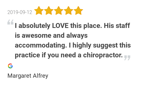 New 5.0-star Review: "I absolutely LOVE this place. When I came in a few years ago form a back injury I was in...