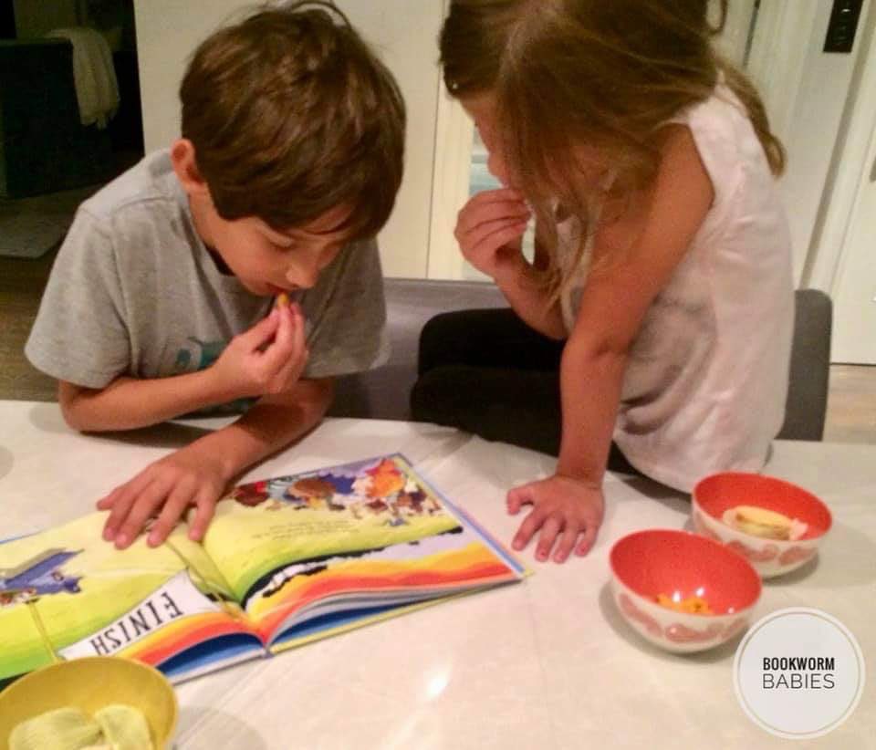 Pick up a #picturebook at the #library or #bookstore and leave it open during #snacktime. We'd love to see a picture of what happens! 😌✨ For more tips visit bookwormbabies.com