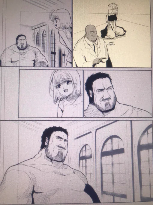 異世界vs医療事務の5話製作中です。いまトーン貼ってます。お気に入りキャラのおっさんをチラ見せ。 