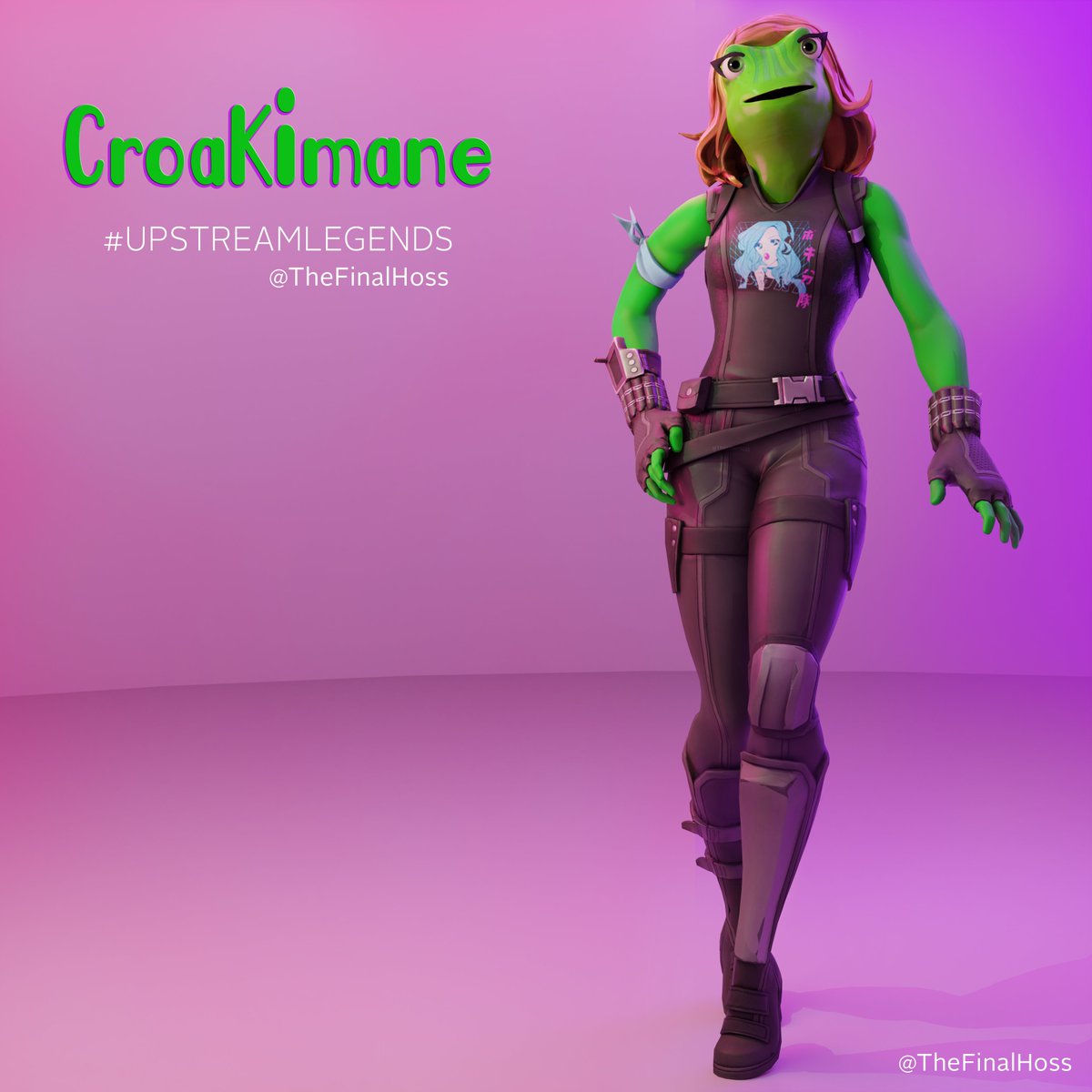 TheFinalHoss's tweet photo. Welcome @pokimanelol to the #UpstreamLegends!
Croakimane's an amphibimane that'll uptoad a leapVlog, do some ASMire & then hop on Leap of Logends or Wortnite and toadly frog out - Jump into her stream & maybe donate some ribbits.
#Pokimane #fortnite #fanart https://t.co/oWWaWP3F7l