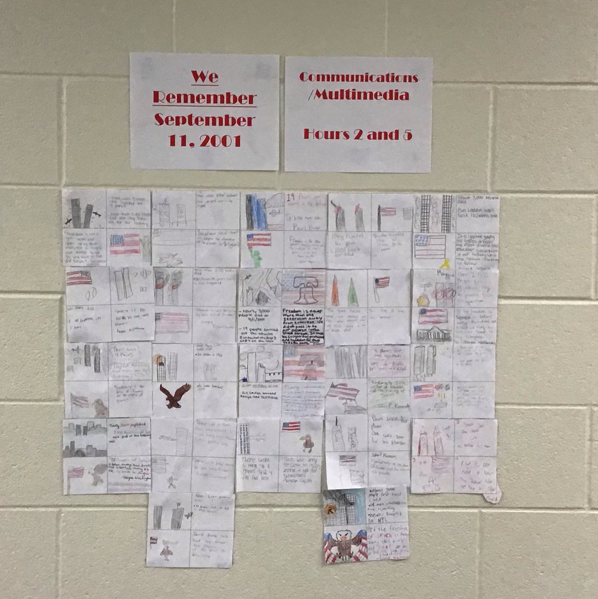 Yesterday, we learned about and remembered the tragic events of September 11, 2001. We made our own “memorial quilt” for <a href="/CSTWildcatsMS/">ChisholmTrailMS</a> students. <a href="/olatheschools/">Olathe Public Schools</a>