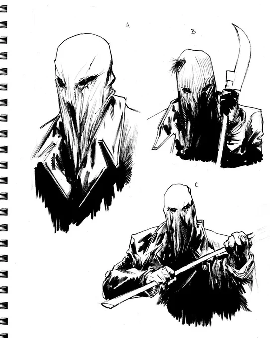 @TopCow @FilipSablik @topcowmatt @SpicerColor and this was in the same folder from stuff i did in 2011/2012- i don't remember what it's from but i guess some serial killer type? #horror #sketches #tbt 