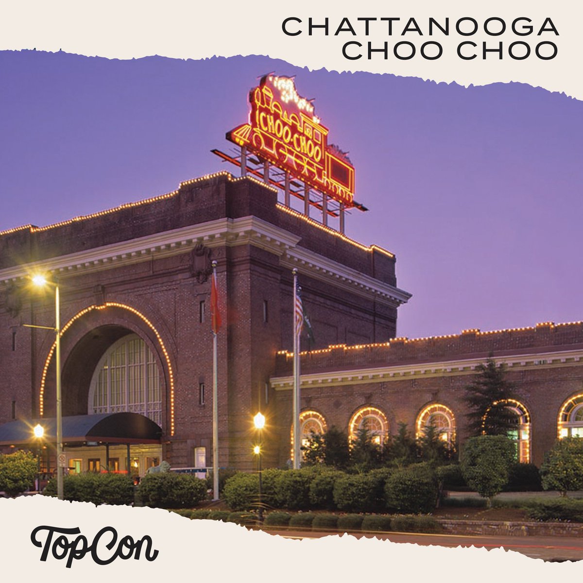 The fine folks at <a href="/ChattChooChoo/">Chattanooga ChooChoo</a> are offering our attendees discounted rooms this year. Give them a big THANKS and follow the link on our site or below to book your room. 

Promo code: TOPCON

bit.ly/2kIWPB7
