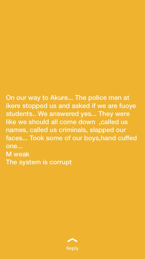 IniMillz's tweet photo. Nigerian Police walahi e stupid. Just imagine all this shit you are doing after killing our students. They should run mental test before recruiting you old fools. 
@PoliceNG 
#JusticeForFUOYE https://t.co/cvWfCGIvSC