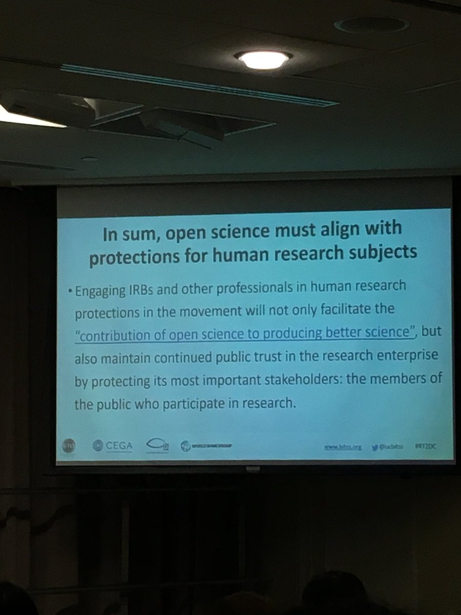StudentIOS's tweet photo. Todayโs first talk has just finished ๐@GrantSeanP covered how we can improve the use of open science practices in ethics applications and how to help review boards to change default practices #opendata #irb #RT2DC @UCBITSS https://t.co/zWXzqSHEqx