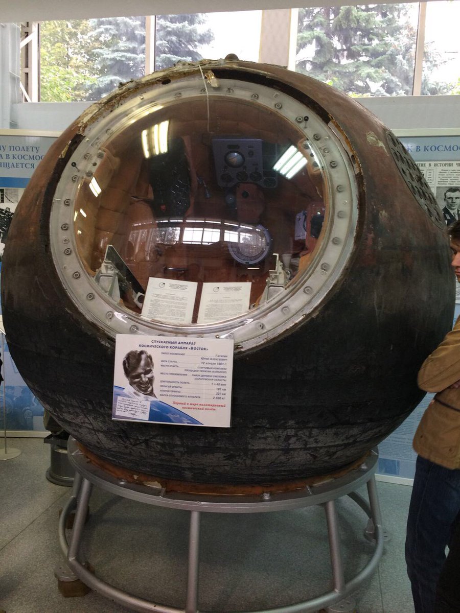 The most valuable artifact here is of course the real  #Vostok1 descent module, the first crewed spacecraft in history, that took Yuri Gagarin into the orbit and brought him back to Earth.
