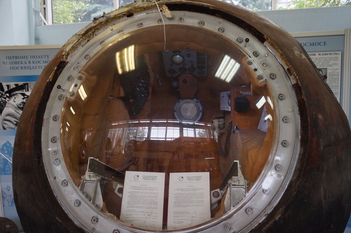 The most valuable artifact here is of course the real  #Vostok1 descent module, the first crewed spacecraft in history, that took Yuri Gagarin into the orbit and brought him back to Earth.