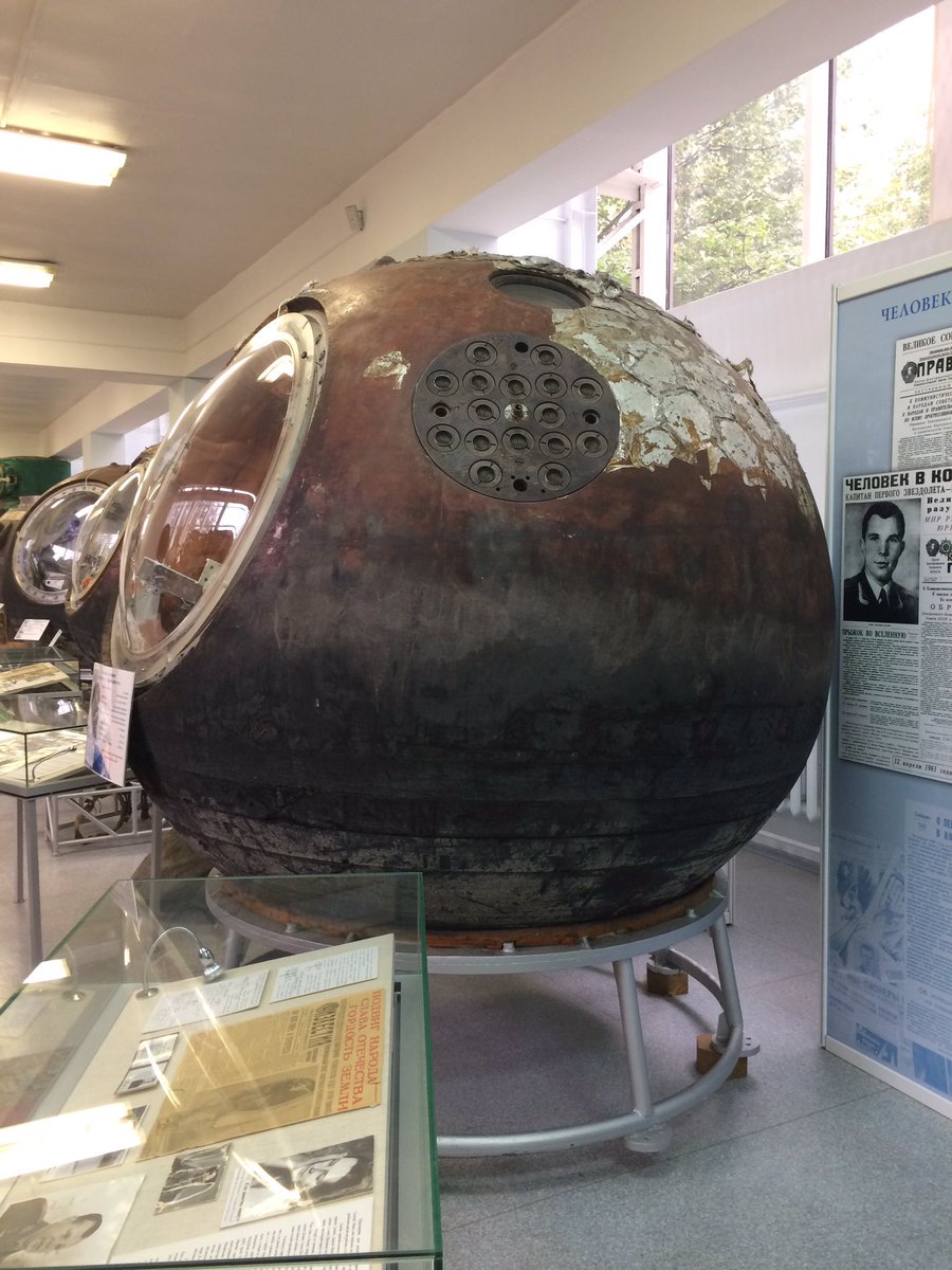 The most valuable artifact here is of course the real  #Vostok1 descent module, the first crewed spacecraft in history, that took Yuri Gagarin into the orbit and brought him back to Earth.