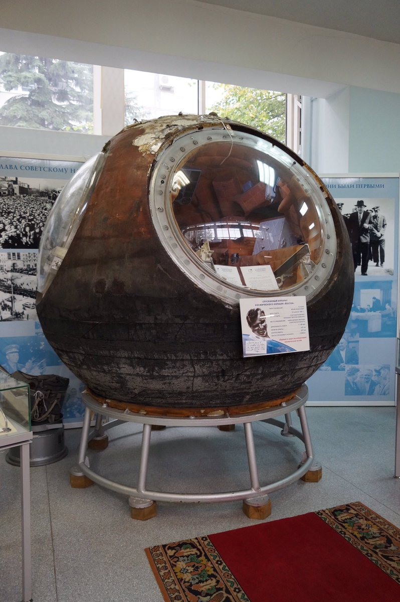 The most valuable artifact here is of course the real  #Vostok1 descent module, the first crewed spacecraft in history, that took Yuri Gagarin into the orbit and brought him back to Earth.