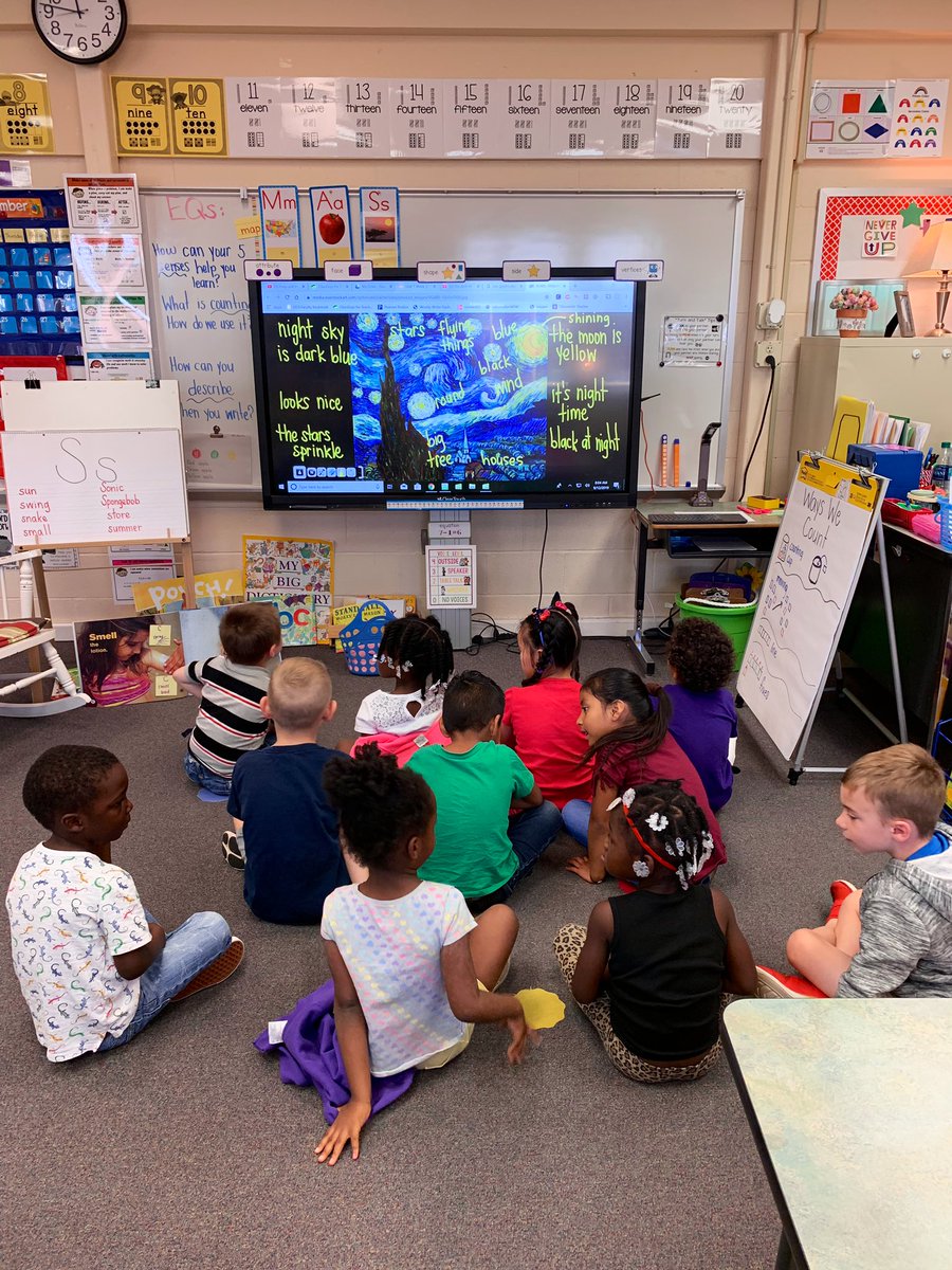 MBaileyCPS's tweet image. We started our morning with an art talk to describe “The Starry Night” ⭐️🌀🌙 @CarverPrimary