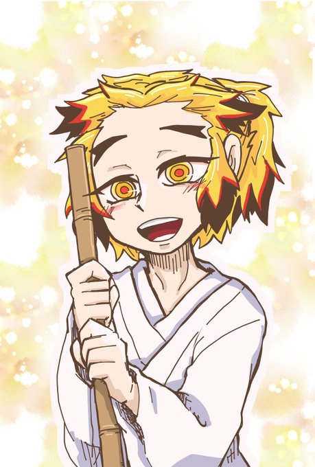 長船眼鏡さんがTwitterに投稿した煉獄杏寿郎(鬼滅の刃)のイラスト。