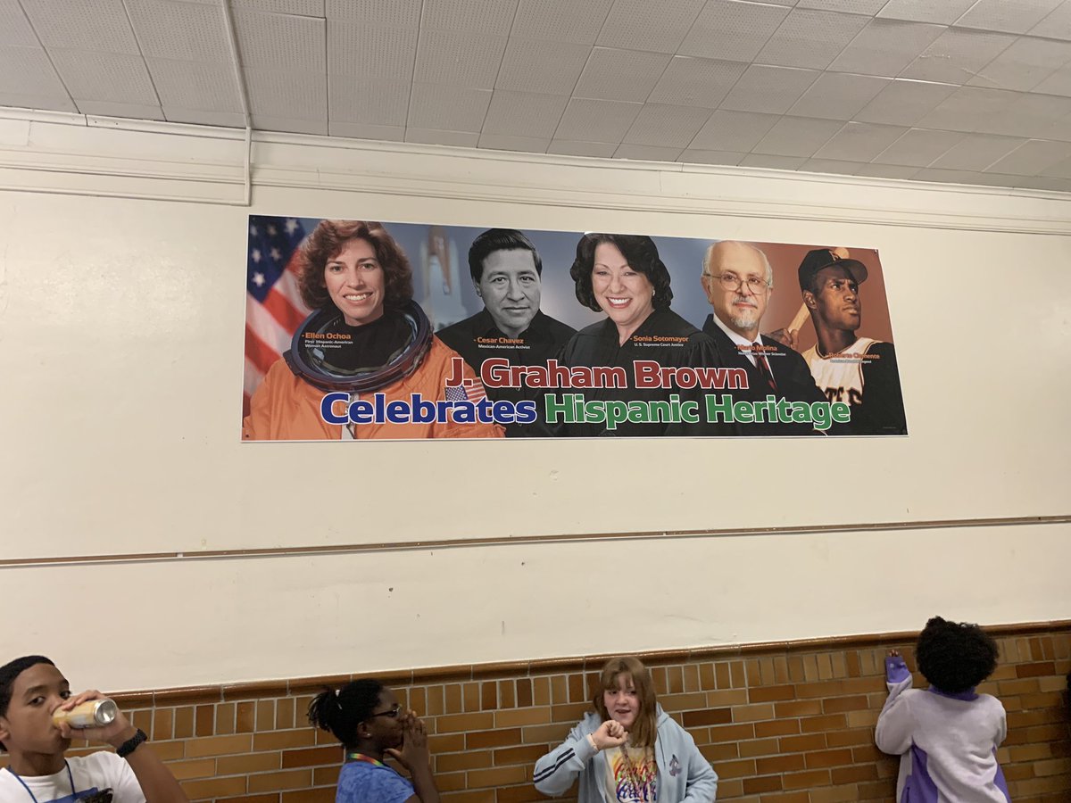 Brown_Principal's tweet photo. Look at these absolutely gorgeous banners hanging in the @mybrownschool! All of my students have the capacity to achieve greatness like these role models. https://t.co/TtrGkvoXXh