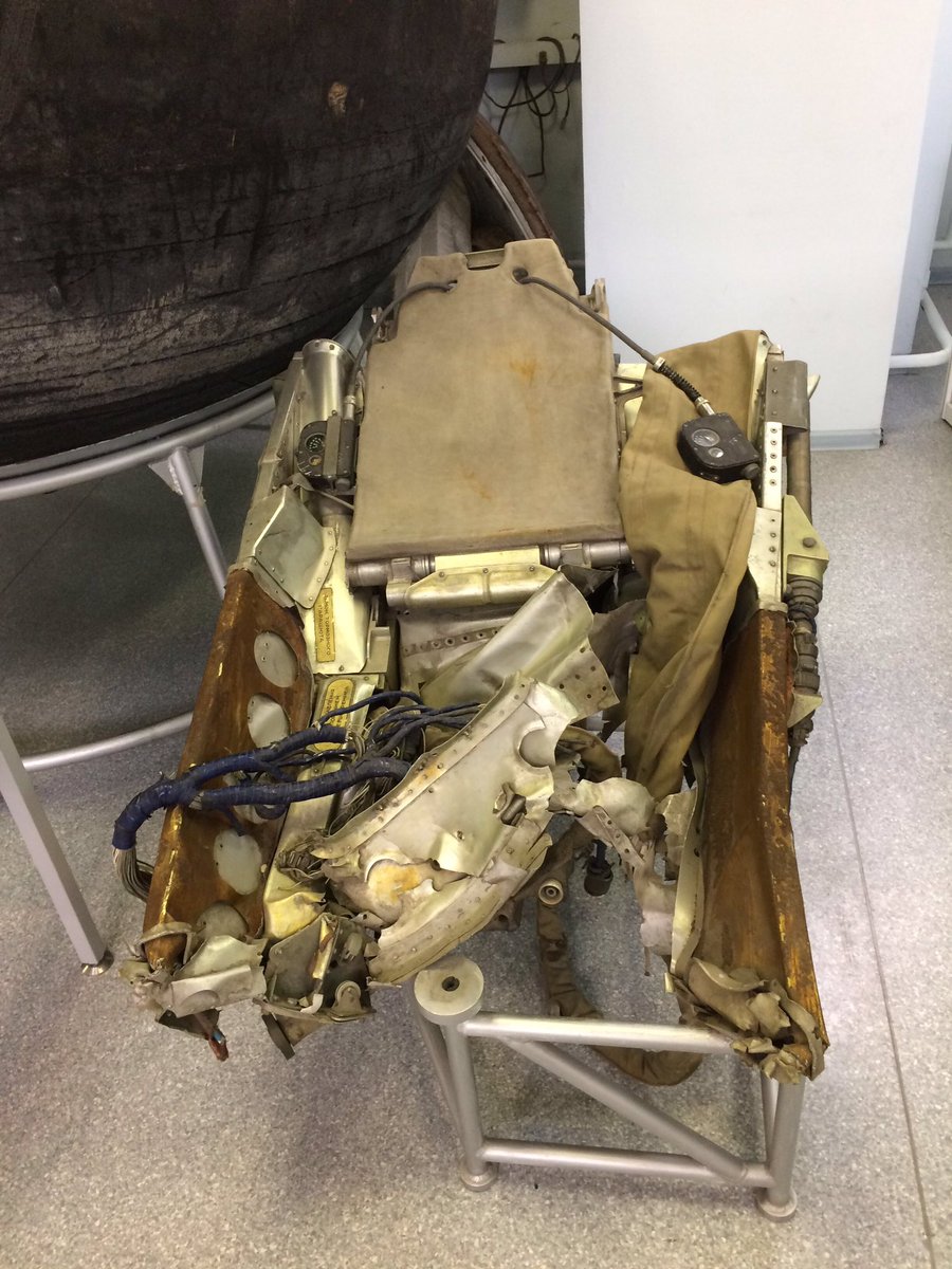 Usually the ejection seats were completely destroyed after falling from the hight of 7 km. Only one remained in one piece: the ejection seat of Valentina Tereshkova, and here is it - or better to say what’s left of it.