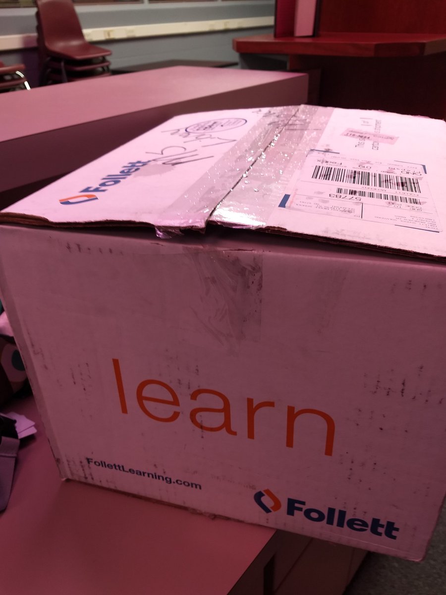 monkeywau's tweet photo. New books for the library. It always feels like Christmas when they arrive. #spearfishms. @FollettLearning https://t.co/XVG5FCRrDO