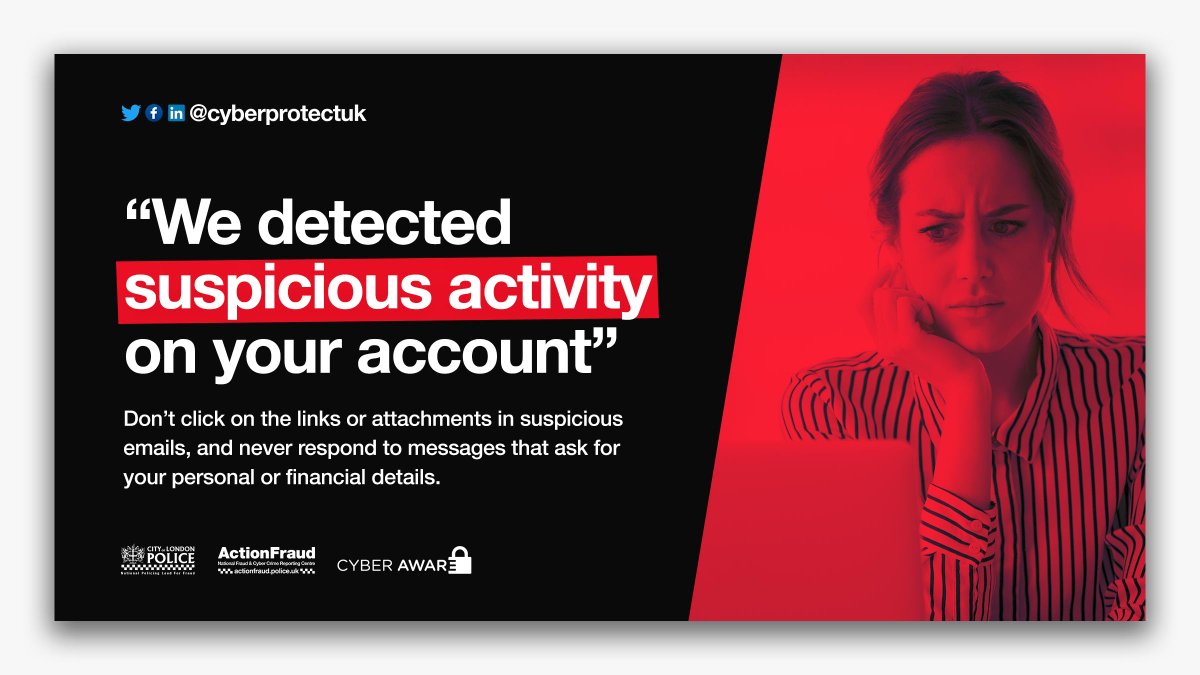 CyberProtectUK's tweet photo. Urgent-sounding messages are a common tactic used by criminals. If you get a text or email asking for your personal or financial details, here's what you need to do..... #CyberProtect https://t.co/YTPpXgqPv2