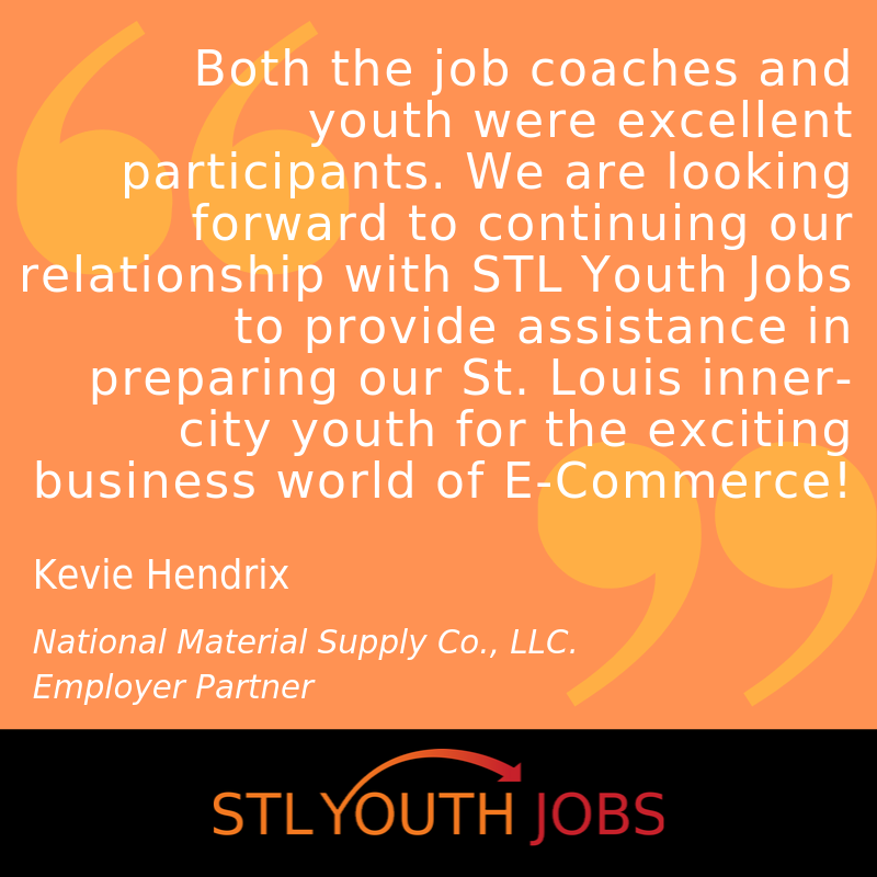 StlYouthJobs's tweet photo. We are proud to partner with our local employers. Thank you National Material Supply for providing quality work experiences for our youth and introductions into exciting industries! #summerjobs #hireyouth #mentoryouth #FutureSTL #ecommerce https://t.co/cnZ1Dwg2TB
