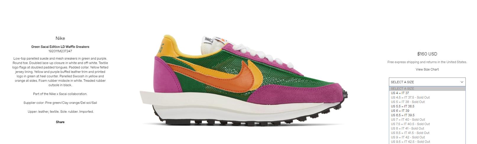 via SSENSE Sacai x Nike LDWaffle 