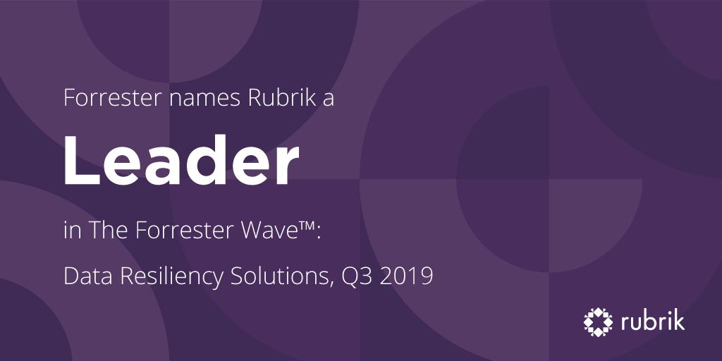 rubrikInc's tweet photo. “Rubrik’s simple, intuitive, and powerful policy engine governs data protection tasks irrespective of source type, location, or target.” Learn why we were named a Leader in The Forrester Wave™: Data Resiliency Solutions, Q3 2019: https://t.co/dp8gJipZFP https://t.co/jKqPdgDWsI