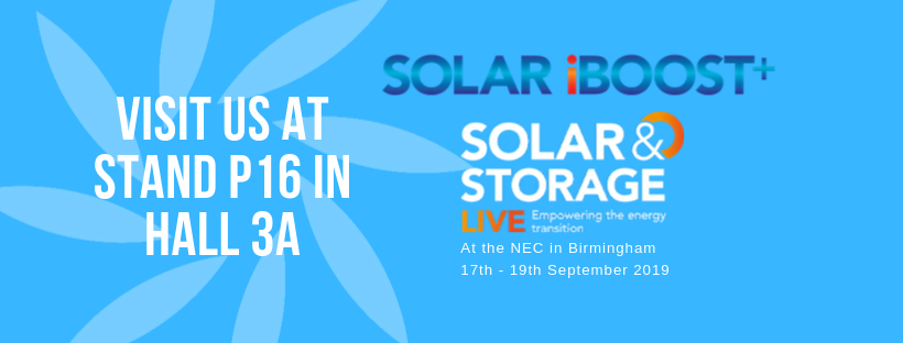 We will be exhibiting at the Solar and Storage Live exhibition from the 17th – 19th September at the NEC Birmingham.

Visit our stand P16 that will be located in Hall 3A and learn why the Solar iBoost is the UK’s best selling PV immersion controller.