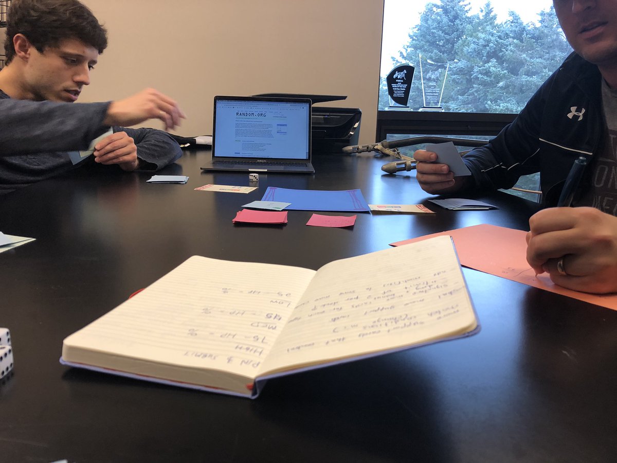 bodyslamgame's tweet photo. Play Testing! Taking notes to make the game better, it’s constantly evolving. Balancing will be the hardest task! #indiegames #gamedev #cardgames #wrestling #prowrestling #wwe #wrestlinggames https://t.co/d9CndP3t8b