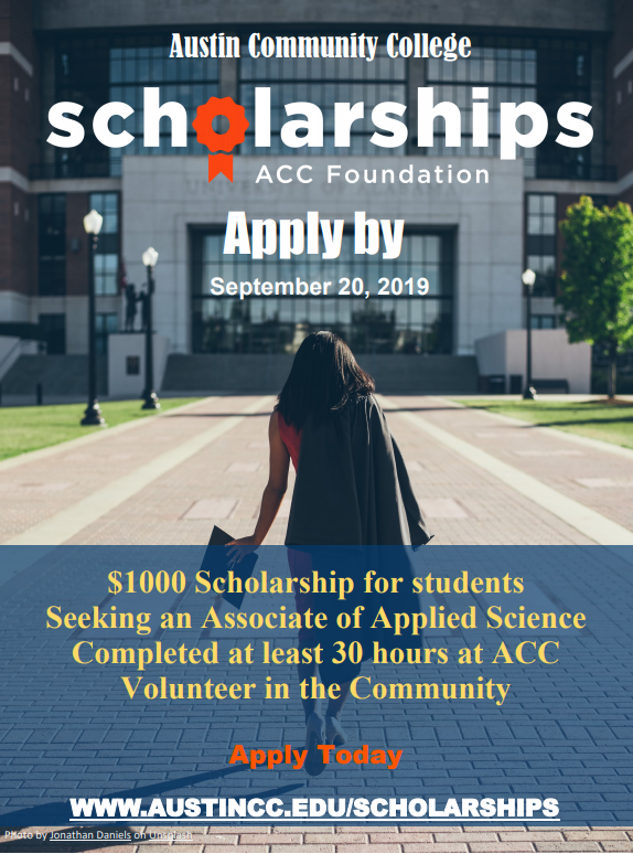 acc_accelerator's tweet photo. Are you an Applied Science student at ACC? Check out the $1000 scholarship opportunity below! Deadline to apply is Friday, 9/20/19! 📄 #accfoundation #accdistrict #appliedscience #scholarships https://t.co/9rhtPzFGrl