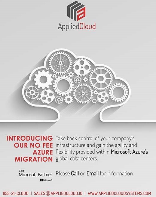AppliedCloudSys's tweet photo. #appliedcloudsystems is offering a #nofee #azuremigration! Contact our sales team for more details. *restrictions apply
https://t.co/01G35LY3Fs https://t.co/tDG7P6aAIG