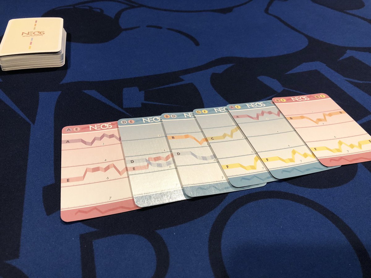 HeavyCardboard's tweet photo. Join us at 12:30pm ET for the Teach, Play-Through &amp; Round Table Discussion of #NEOS, a Japanese card game by @team_saien, where players construct sets of ribbons &amp; card colors over 12 rounds.

Come see if this fits the bill for travel size filler!

https://t.co/TdpND2pk36 https://t.co/16ixZvPj0k
