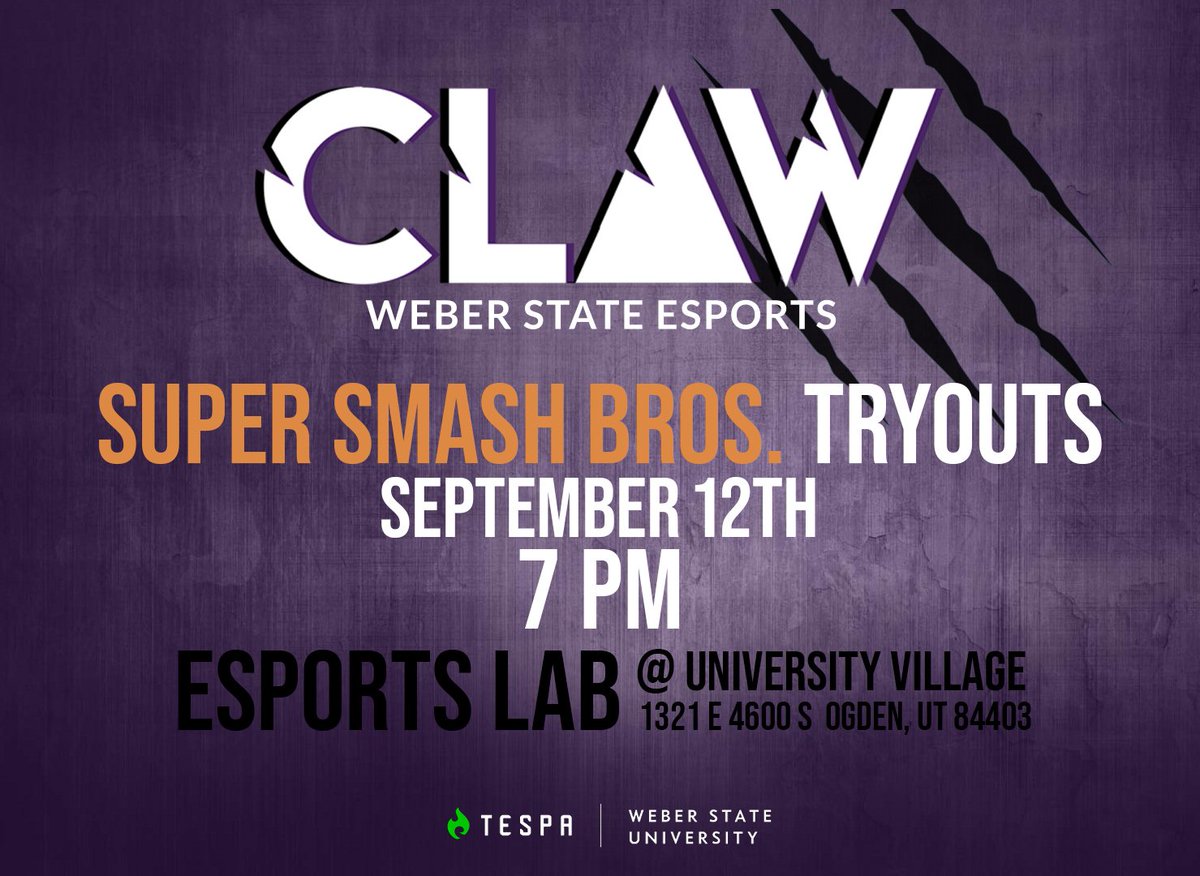 CLAW || Weber State Esports (@clawgaming_wsu) on Twitter photo LOTS of Tryouts tonight @ 6 PM. #WeberState 
and if you haven't joined our discord ⬇️
discord.gg/EYF3Rma
do join. #CLAWesports LOTS of Tryouts tonight @ 6 PM. #WeberState 
and if you haven't joined our discord ⬇️
discord.gg/EYF3Rma
do join. #CLAWesports