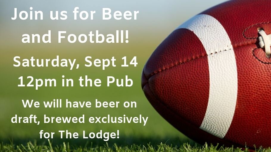 Join us on Saturday for Football and Beer! We'll be serving local craft beer, tailgate munchies, and a Draft beer brewed exclusively for The Lodge at Bridgemill. We'll see you here! #DrinkLocal #FootballandBeer #Touchdown #TheLodgeatBridgemill #LovinLifeatTheLodge
