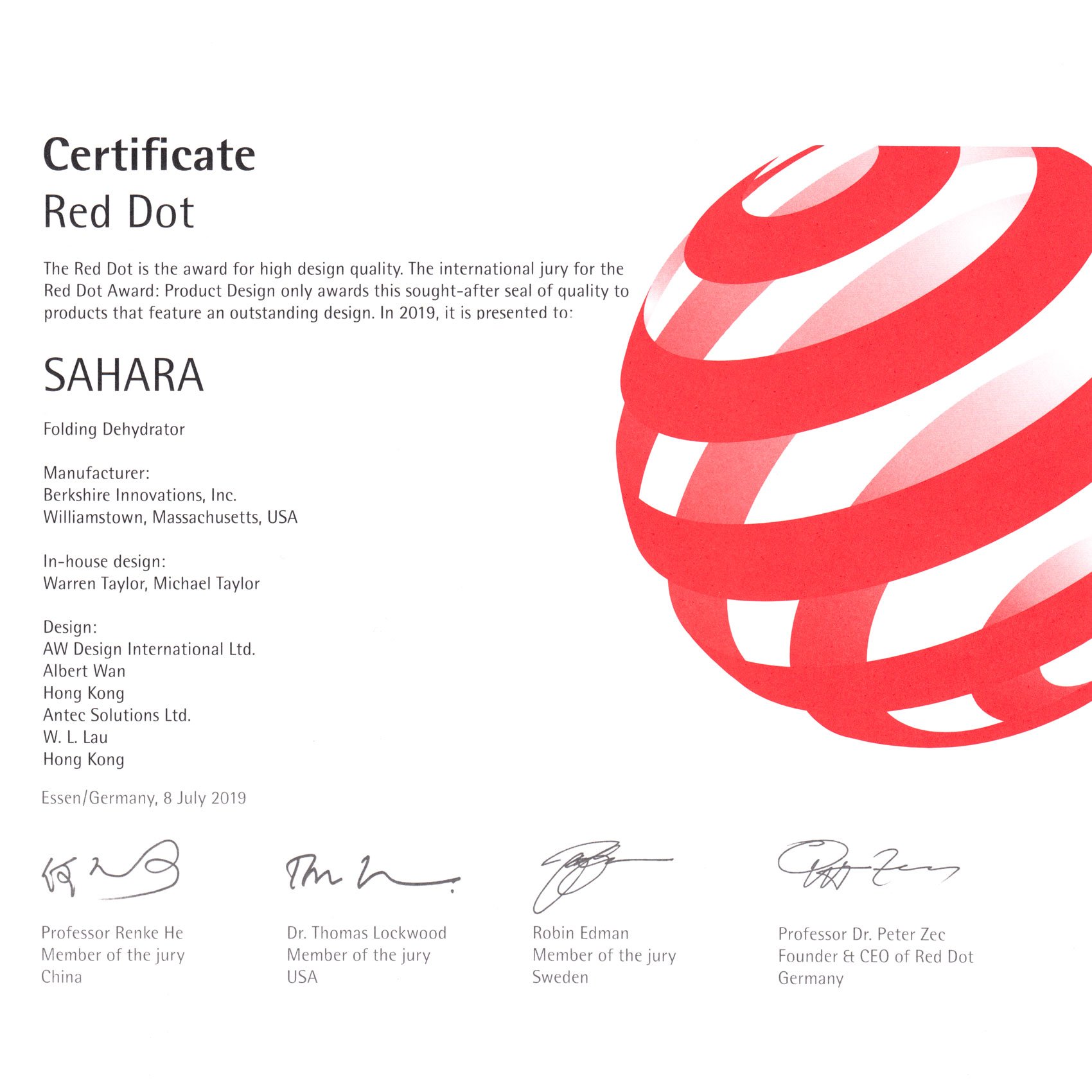 Knogle Tom Audreath Forfærde Brød & Taylor on Twitter: "Our Red Dot Design Award Certificate Red Dot is  an international product design and communication design prize awarded by  the Design Zentrum Nordrhein Westfalen in Essen, Germany. #