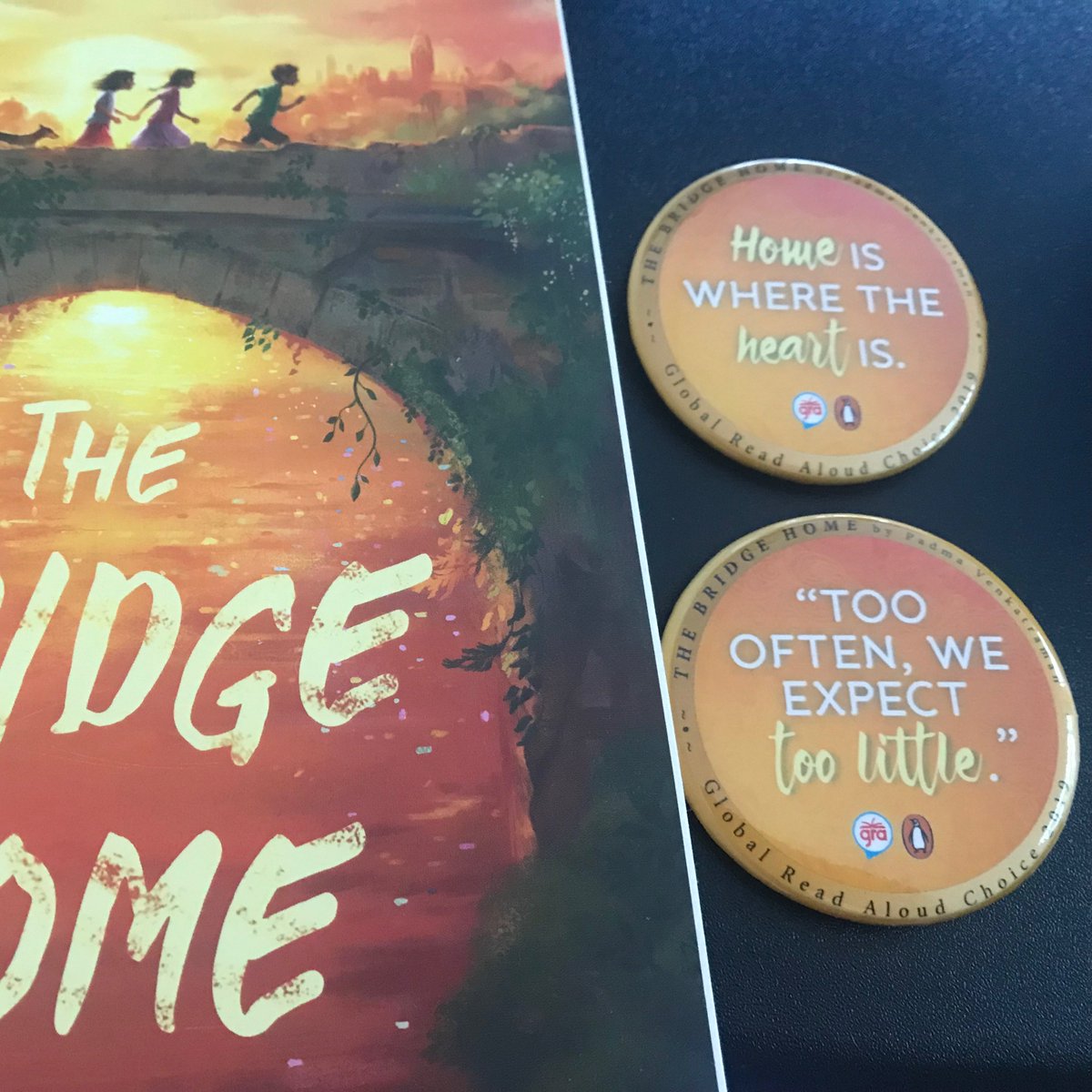 padmatv's tweet photo. My 2nd #author #Giveaway
in honor of Rukku, who loves fruit, #GRABridge @pernilleripp, #projectLIT @jarredamato:
Free #SkypeVisit or signed copy of #TheBridgeHome + a package of pins (Tx @PenguinClass)! 
RT, Follow
&amp; Tell me which fruit is your most / least favorite &amp; why
by Mon! https://t.co/B0VqOCU9gI