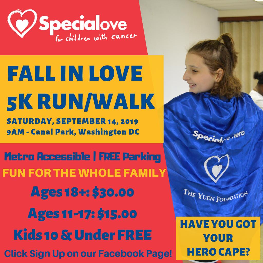 specialove_org's tweet image. The #FallInLove5K is coming fast, registered now! @chuckbell4 from @nbcwashington and our trail takes you along the beautiful @CapitolRvrFront what could be better! Sign up today! bit.ly/2HtzETs #specialove #fundraiser #5k #5krace #childhoodcancer #washingtondc #capriv