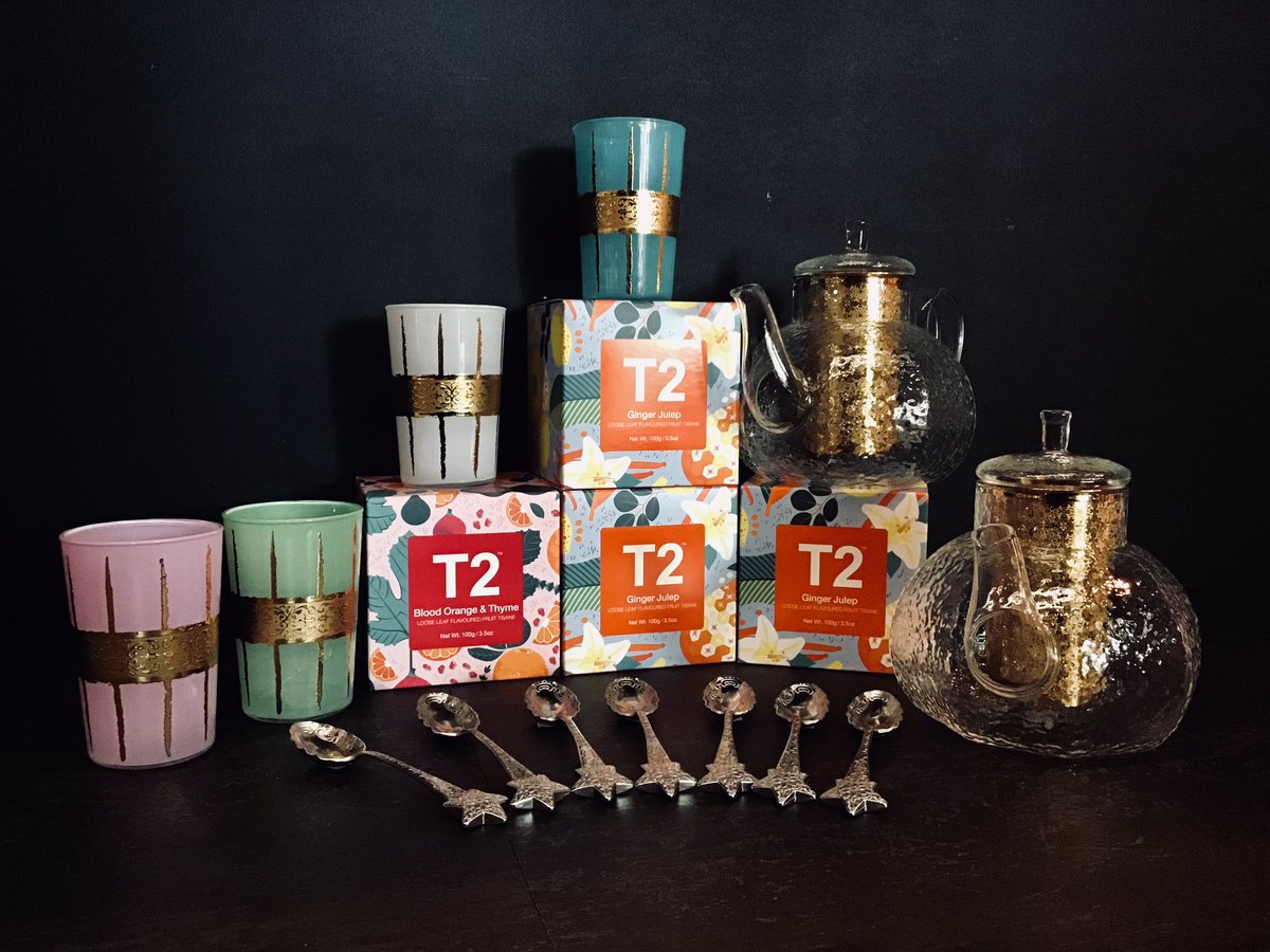 Check out our brand new teawares! We are so excited to showcase our colorful Moroccan Moment cups and Hammer Glass teapot! #T2tea #T2Moments #Roseville #tealovers