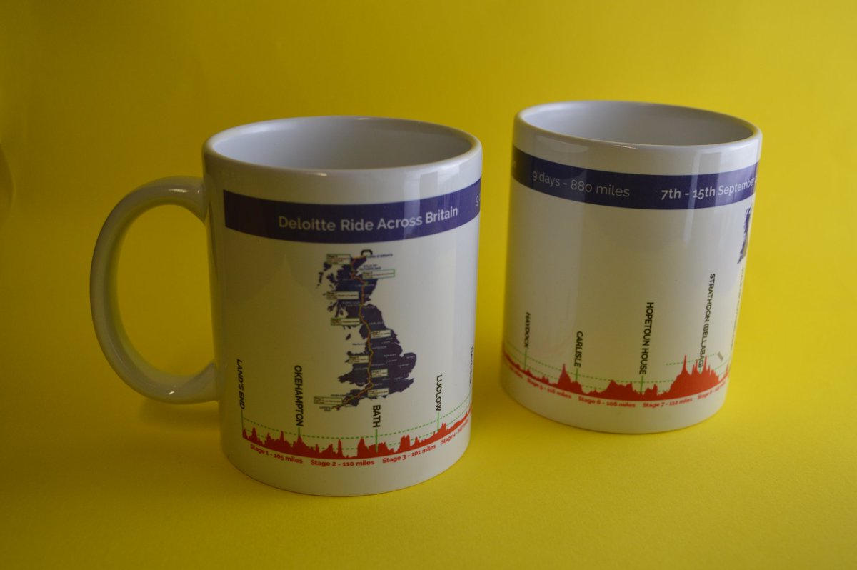 Keep going all @DeloitteRAB 2019 riders! Our route profile mugs are now available and make the perfect souvenirs to remember your achievement. #rideacrossbritain #rab #deloitterab2019 summitfinish.co.uk