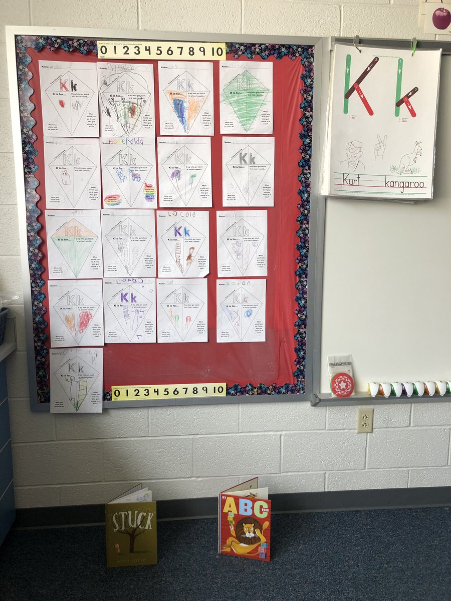lechner_edu's tweet photo. To continue thinking about the letter K, I shared the story “Stuck” with my kiddos and together we thought about what else begins with the letter K. We also discussed what we would do if our kite got stuck in a tree🌳 They were quite proud to share their artwork with me❤️ #Kisfor https://t.co/eEK4yMxFXn