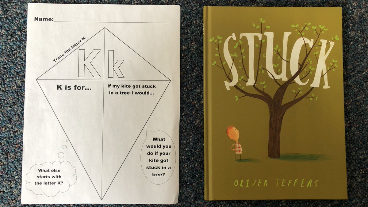 lechner_edu's tweet photo. To continue thinking about the letter K, I shared the story “Stuck” with my kiddos and together we thought about what else begins with the letter K. We also discussed what we would do if our kite got stuck in a tree🌳 They were quite proud to share their artwork with me❤️ #Kisfor https://t.co/eEK4yMxFXn