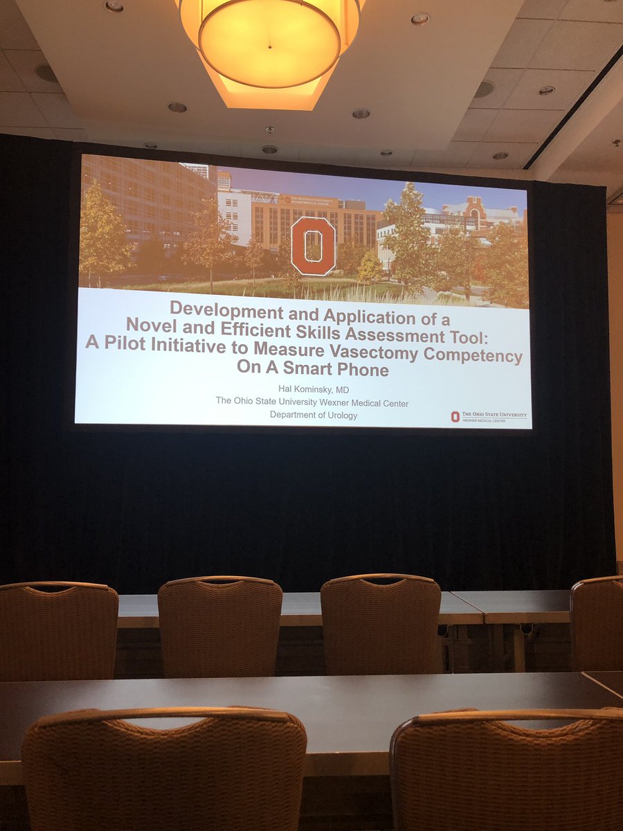 OSU_Urology's tweet photo. PGY4 Dr. Hal Kominsky discusses his research via the use of a smart phone to evaluate resident surgical competency at @NCSAUA. Great job! @LJenkinsMD @TashaPosidPhD @ctleeuro @OSUWexMed #NCS2019 #research #education https://t.co/HoF9MqSd0h