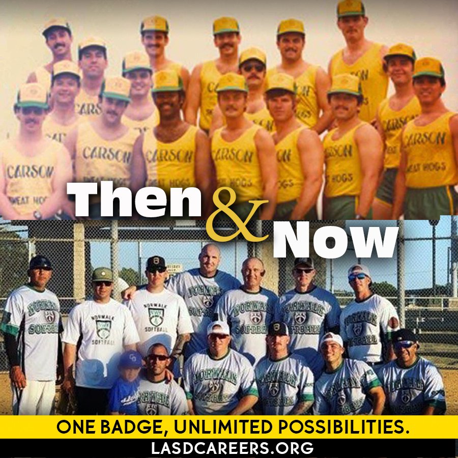 LASDCustody's tweet photo. #ThrowbackThursday #1980s @CarsonLASD Team.#LASD has a competitive athletics tradition.LASD’s Semi Annual “World Serious” &amp; Sgt. Brian Wilson Memorial #Softball Tourn is held to honor Sgt. Brian Wilson. This year’s championship went to @NorwalkLASD again!  https://t.co/wbL6C3zSW7 https://t.co/xZyXKqUQ87