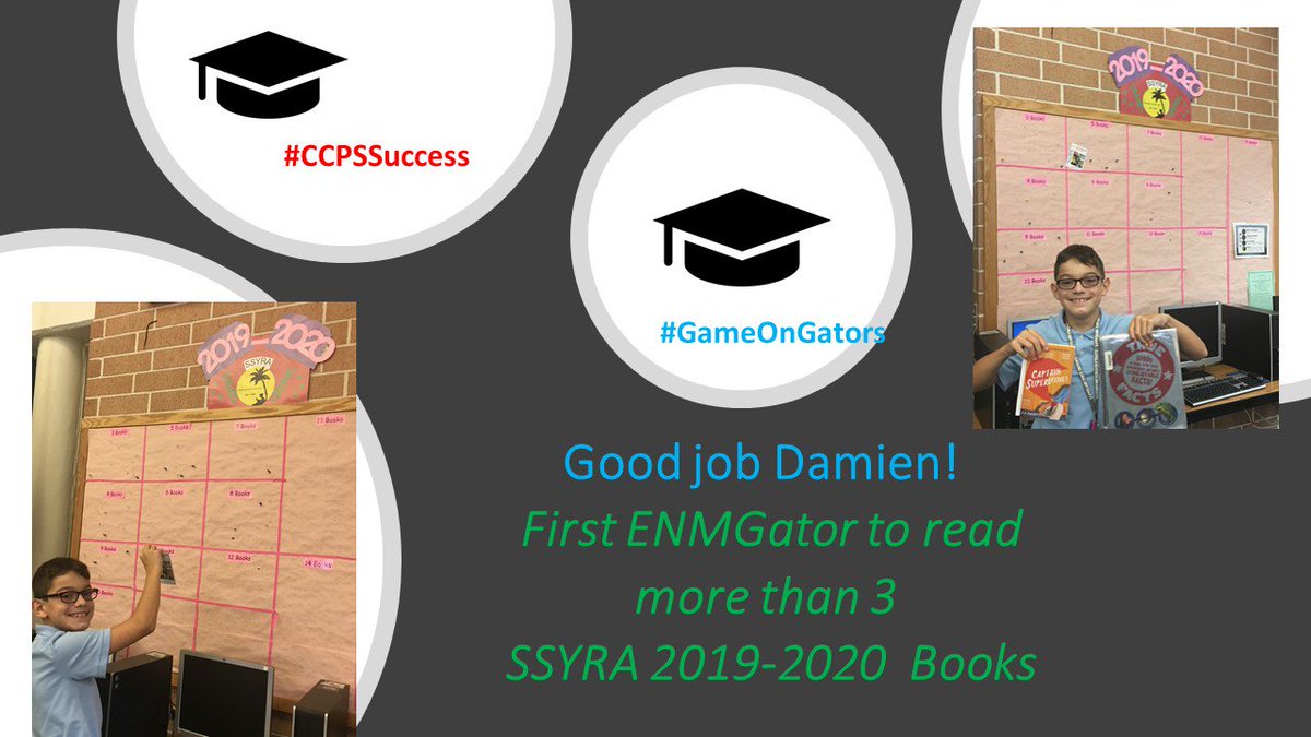 ENMGatorsLMC's tweet photo. Mrs. Miller's 6th grade student is the first ENMGator to read 3 books or more to vote for his favorite of the SSYRA 2019-2020 book. @ENMGators #GameonGators #CCPSSuccess https://t.co/IynaKMisvO