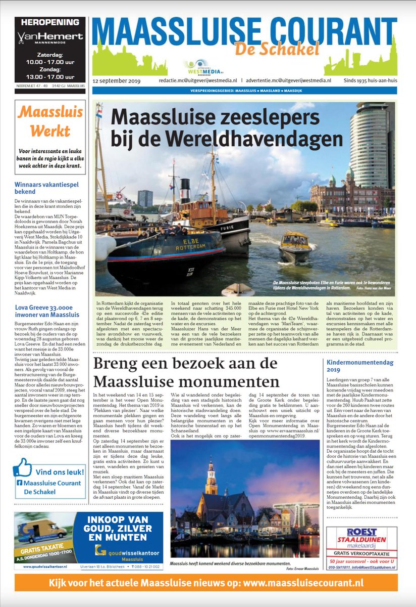 Sleepboothaven Maassluis staat vol in de aandacht met al deze mooie publiciteit in het #AD en #DeSchakel. Gezamenlijk komen we ver #Trots #Maassluis #SamenSterk #VarendErfgoed #Erfgoed