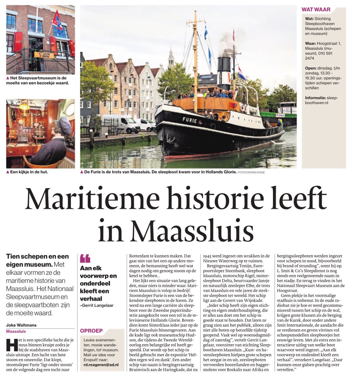 sleepboothaven's tweet photo. Sleepboothaven Maassluis staat vol in de aandacht met al deze mooie publiciteit in het #AD en #DeSchakel. Gezamenlijk komen we ver #Trots #Maassluis #SamenSterk #VarendErfgoed #Erfgoed https://t.co/I5FYIUCx4h