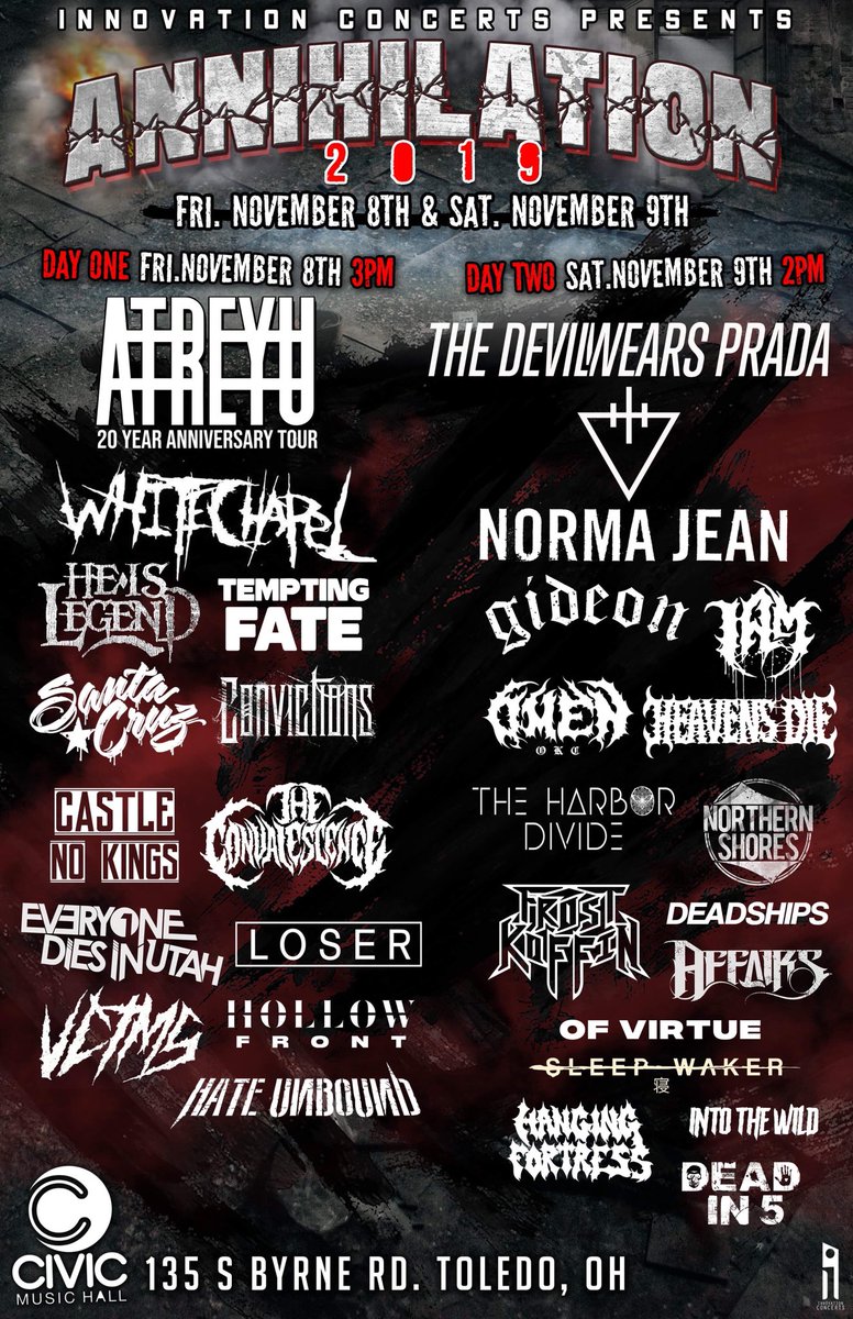 Excited to announce that we are playing Day 1 of Annihilation fest this year!