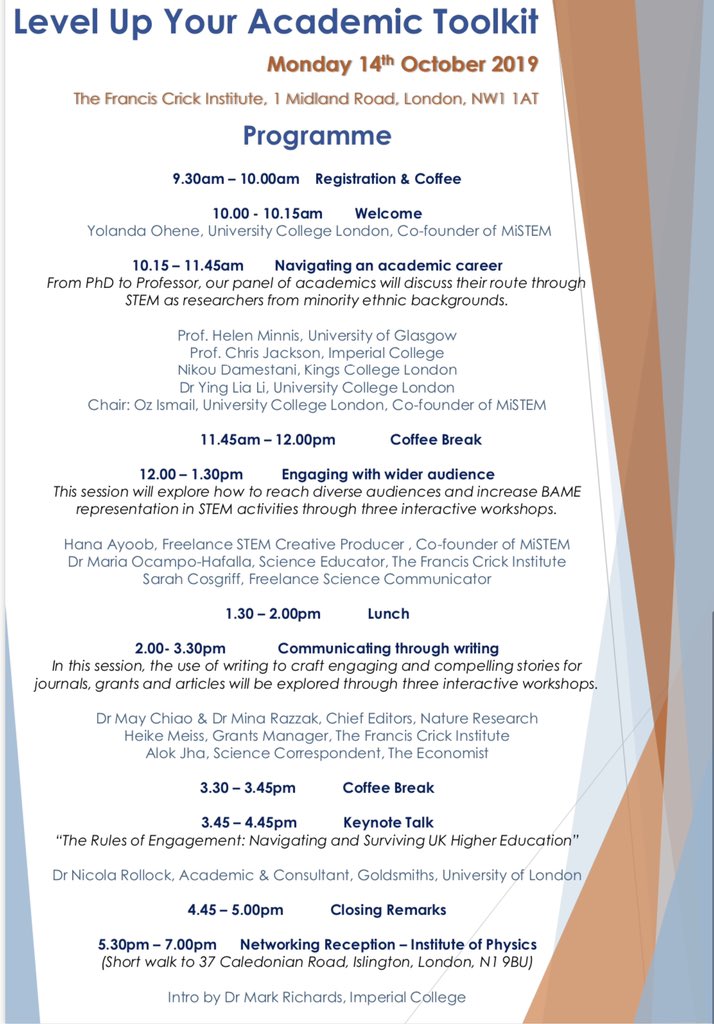 y_ohene's tweet photo. 📢 Are you a researcher from an ethnic minority background 📢 Join us at @MinoritySTEM Symposium on 14/10/19 for panel discussions, writing &amp; engagement workshops + lots of networking👩🏽‍🔬👨🏿‍💻🧕🏼. Check out the stellar speakers👇🏾Find out more: https://t.co/RmssyM0iYl  #diversity #STEM https://t.co/Rpz5rZjjAj