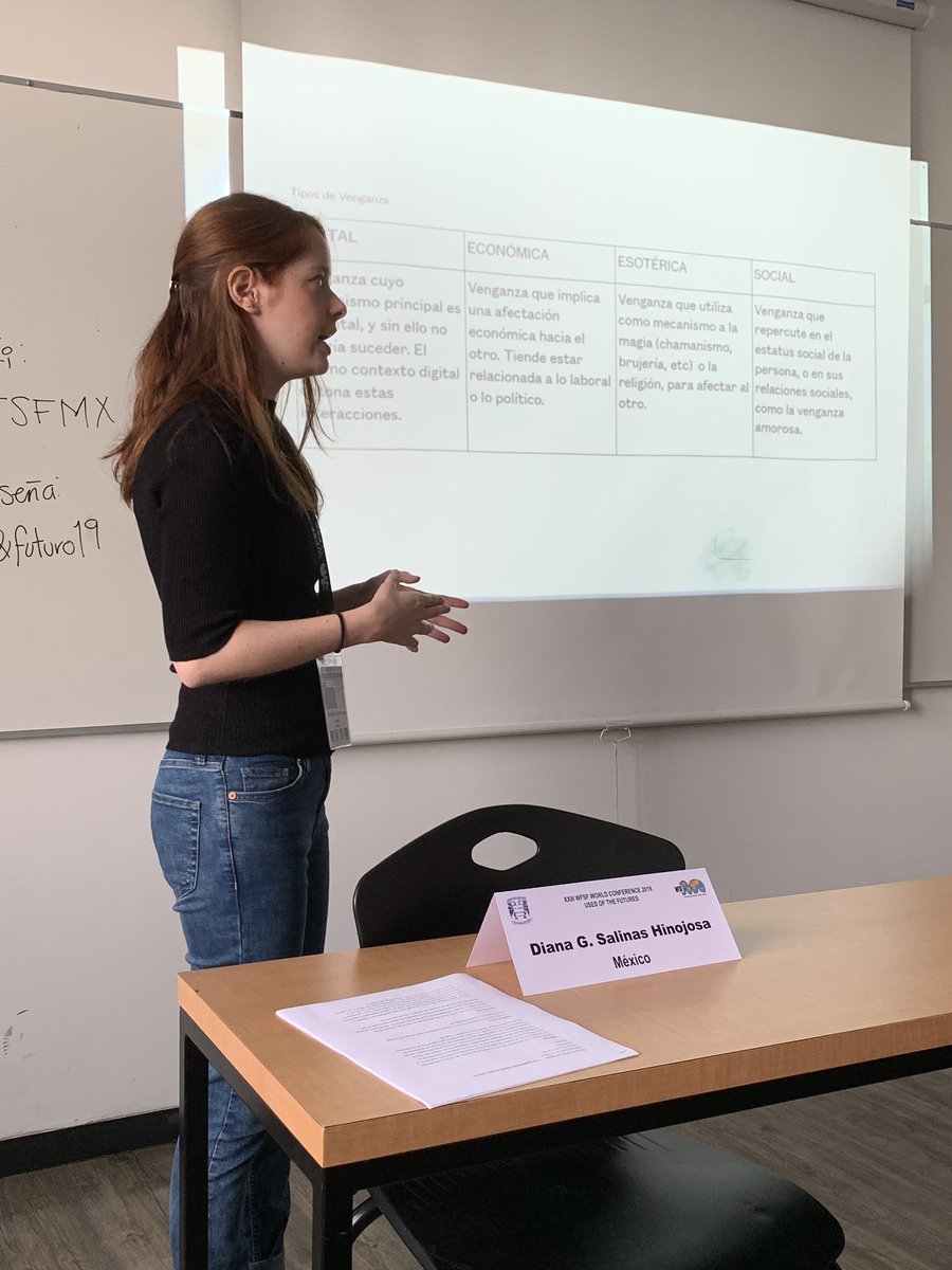gabrielasalinas's tweet photo. Today I had the privilege of presenting a paper at the 23rd World Future Studies Federation Conference held in Mexico City. Talking about an experimental exploration around vengeance done while studying at @centro_news. 
@worldfutures @WfsfM https://t.co/fAbtGzlqSJ