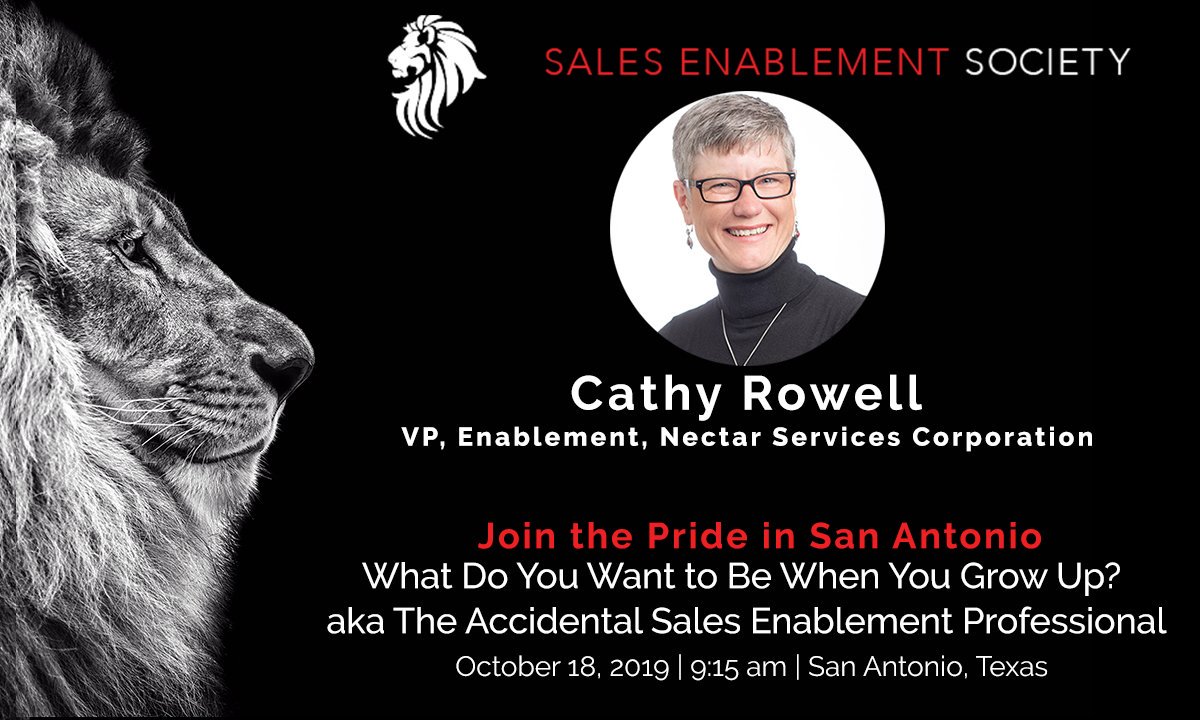 CathyGRowell's tweet photo. Can’t wait to see everyone at @SESCONF19 in San Antonio Oct 16-18! This is an incredible #Experience
with fellow #salesenablementleaders. Register Today! https://t.co/sOJnZxsKEU #SESociety https://t.co/v5BYXiVyhs