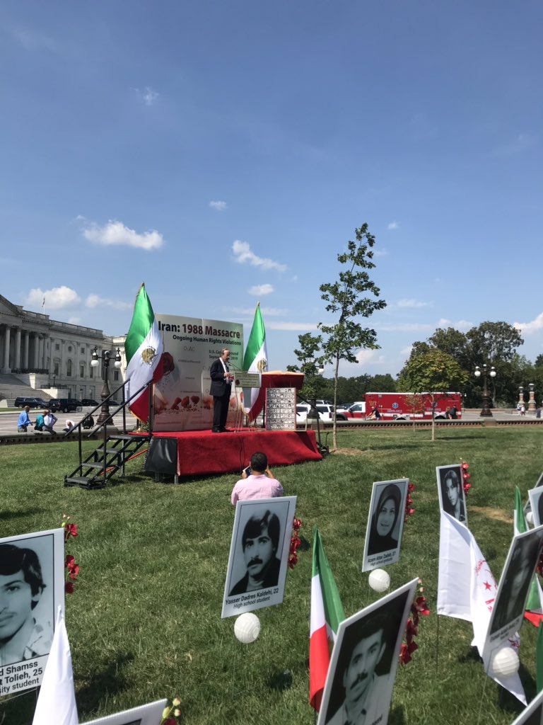 OrgIAC's tweet photo. Now: Chairman of @HouseForeign Honorable @RepEliotEngel speaking at our community’s exhibition remembering the #Iran1988Massacre    @USAdarFarsi @VOAIran https://t.co/ubVEnX5fPN