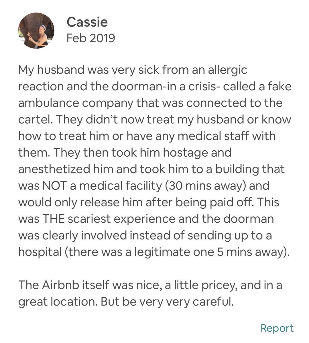 Peteyville's tweet image. Cassie’s ability to end this Airbnb review on any sort of positive note is a feat.